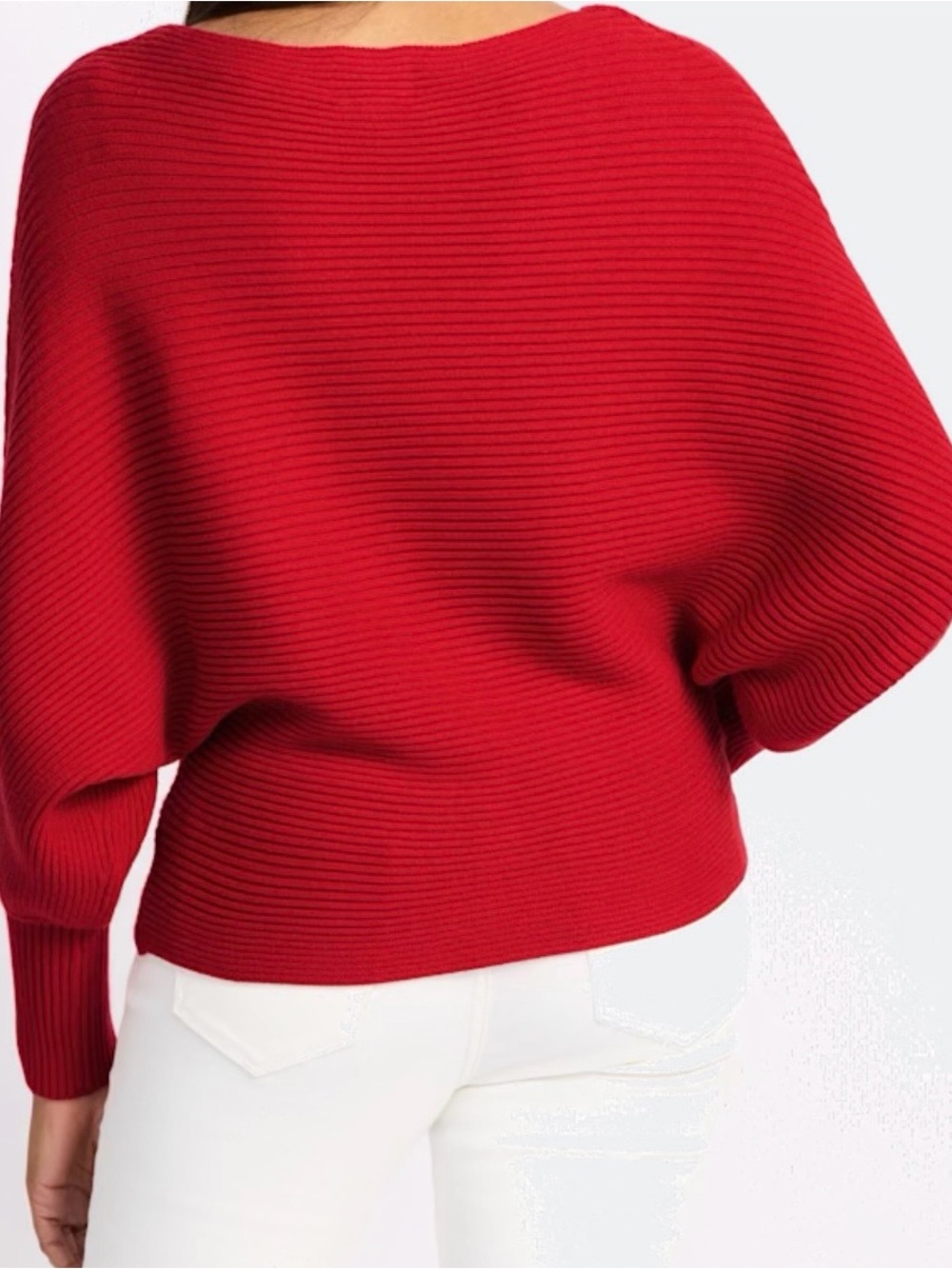 Pinque Red Ribbed Scoop Neck Sweater - Picture 4 of 6